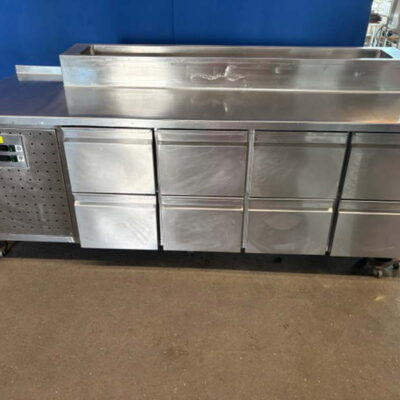 Kühltisch Edelstahl 240x90x96 cm Pizzakühltisch Belegstation Saladette