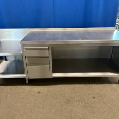 Arbeitsschrank Edelstahl 250x80x90 cm mit Schubladen Unterbau