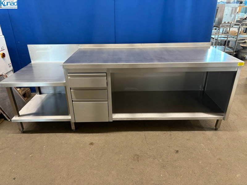 Arbeitsschrank Edelstahl 250x80x90 cm mit Schubladen Unterbau